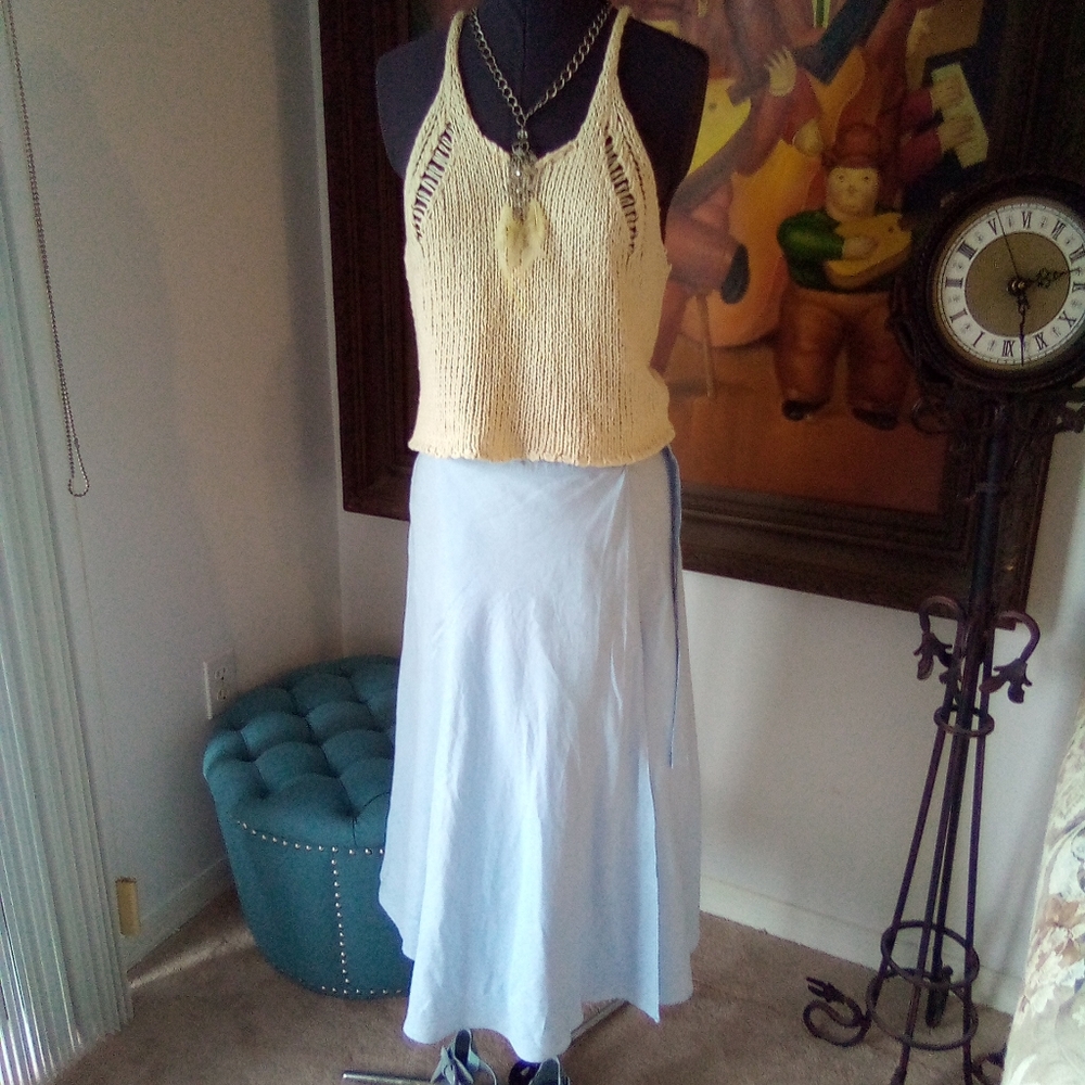 DKNY Linen Faux Wrap With Belt